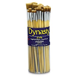 Dynasty Bright Gold Nylon Acrylic Brush Canisters - Front of canister of Bright brushes