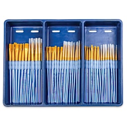 Royal Langnickel Golden Taklon Brushes - Combo Set of 72  Brushes (Shown in Tray)