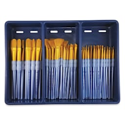 Royal Langnickel Golden Taklon Brushes - Specialty Combo Set of 72 (Brushes in Tray)