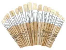 24 Piece White Bristle Brush Assortment - shown upright in fan shape