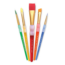 Royal & Langnickel Big Kid's Choice Lil' Grippers Synthetic Brushes - Flat Variety, Set of 5