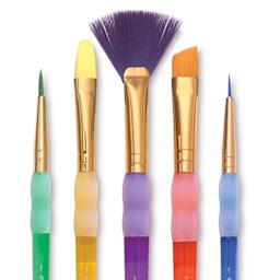 Royal & Langnickel Big Kid's Choice Lil' Grippers Synthetic Brushes - Fan Variety, Set of 5