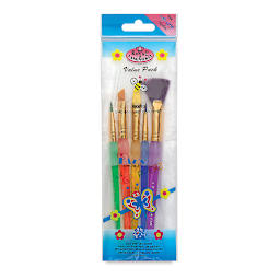 Royal & Langnickel Big Kid's Choice Lil' Grippers Synthetic Brushes - Fan Variety, Set of 5, front of pack