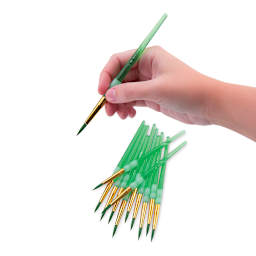 Big Kid's Choice Lil' Grippers Synthetic Brushes - Round, Size 6, Pkg of 12, brush in hand