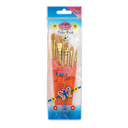 Royal & Langnickel Big Kid's Choice Lil' Grippers Synthetic Brushes - Deluxe Angular, Set of 5, front of the pack