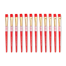 Big Kid's Choice Lil' Grippers Synthetic Brushes - Flat, Size 12, Pkg of 12, fanned out