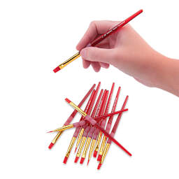 Big Kid's Choice Lil' Grippers Synthetic Brushes - Flat, Size 4, Pkg of 12, in hand