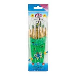 Royal & Langnickel Big Kid's Choice Lil' Grippers Synthetic Brushes - Deluxe Round, Set of 6, front of the pack