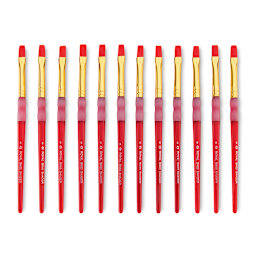 Big Kid's Choice Lil' Grippers Synthetic Brushes - Flat, Size 8, Pkg of 12, fanne out