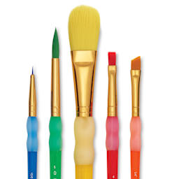 Royal & Langnickel Big Kid's Choice Lil' Grippers Synthetic Brushes - Filbert Variety, Set of 5, back of pack