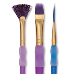 Royal & Langnickel Big Kid's Choice Lil' Grippers Synthetic Brushes - Specialty, Set of 3, back of the pack