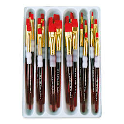 Royal & Langnickel Big Kid's Choice Synthetic Brush Set - Top view of Flats, Set of 24 in tray