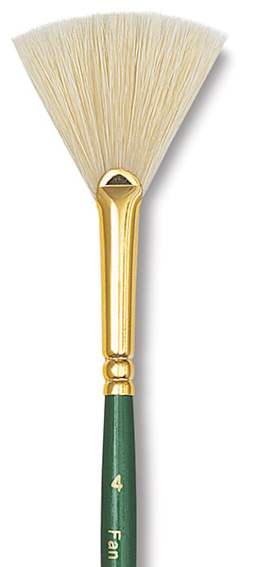 Princeton Good Synthetic Golden Taklon Brush - Fan, Short Handle, Size 4 closeup