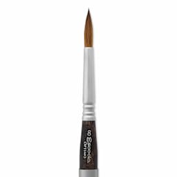 Escoda Optimo Kolinsky Sable Watercolor Travel Brush - Round, Size 8, close up