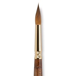 Escoda Reserva Kolinsky-Tajmyr Sable Brush - Closeup of Pointed Round, Short Handle, Size 10