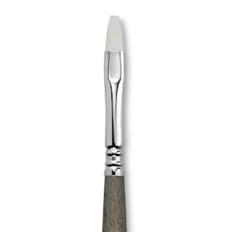 Escoda Perla Toray White Synthetic Brush - Bright, Short Handle, Size 8 (Close-up of brush)
