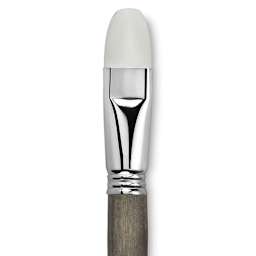 Escoda Perla Toray White Synthetic Brush - Bright, Short Handle, Size 22 (Close-up of brush)