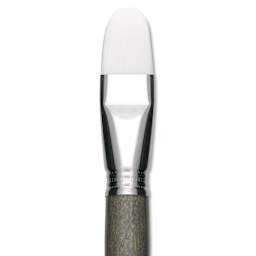 Escoda Perla Toray White Synthetic Brush - Bright, Short Handle, Size 24 (Close-up of brush)