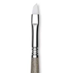 Escoda Perla Toray White Synthetic Brush - Angular, Short Handle, Size 8 close up