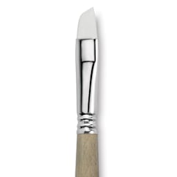 Escoda Perla Toray White Synthetic Brush - Angular, Short Handle, Size 14 close up