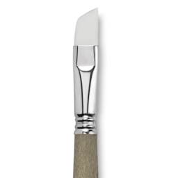 Escoda Perla Toray White Synthetic Brush - Angular, Short Handle, Size 16 close up