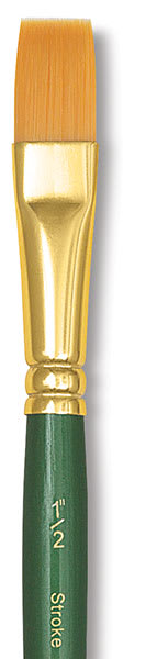 Princeton Good Synthetic Golden Taklon Brush - Stroke, Short Handle, Size 1/2" closeup