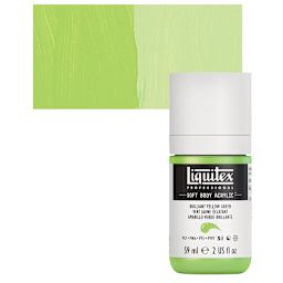 Liquitex Soft Body Artist Acrylic - Brilliant Yellow Green, 59 ml bottle and swatch