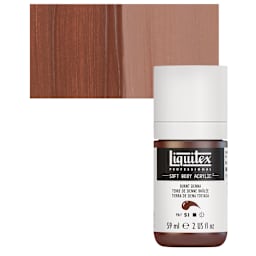 Liquitex Soft Body Artist Acrylic - Burnt Sienna, 59 ml bottle and swatch