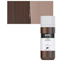 Liquitex Soft Body Artist Acrylic - Burnt Umber, 946 ml bottle and swatch