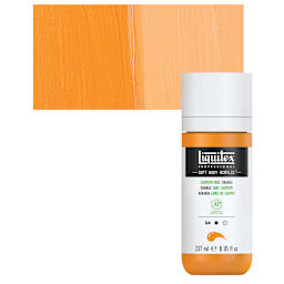 Liquitex Soft Body Artist Acrylic - Cadmium-Free Orange, 237 ml bottle and swatch