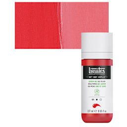 Liquitex Soft Body Artist Acrylic - Cadmium-Free Red Medium, 237 ml bottle and swatch