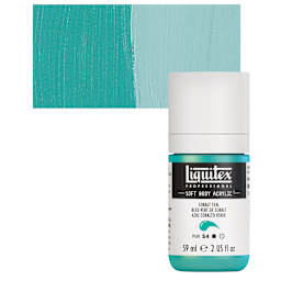 Liquitex Soft Body Artist Acrylic - Cobalt Teal, 59 ml bottle and swatch