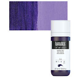 Liquitex Soft Body Artist Acrylic - Dioxazine Purple, 237 ml bottle and swatch