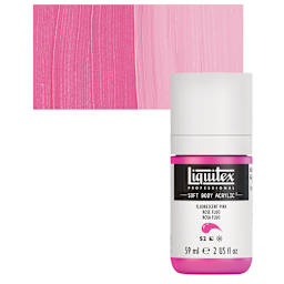 Liquitex Soft Body Artist Acrylic - Fluorescent Pink, 59 ml bottle and swatch