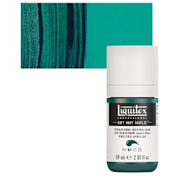 Liquitex Soft Body Artist Acrylic - Phthalo Green (Blue Shade), 59 ml bottle and swatch