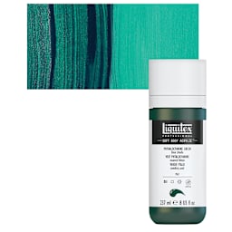 Liquitex Soft Body Artist Acrylic - Phthalo Green Blue Shade, 237 ml bottle and swatch