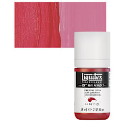 Liquitex Soft Body Artist Acrylic - Quinacridone Crimson, 59 ml bottle and swatch