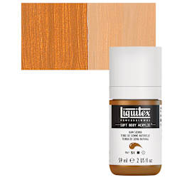 Liquitex Soft Body Artist Acrylic - Raw Sienna, 59 ml bottle and swatch