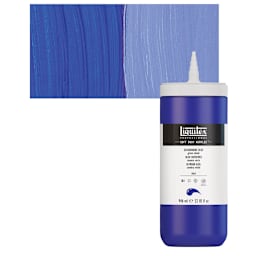 Liquitex Soft Body Artist Acrylic - Ultramarine Blue Green Shade, 946 ml bottle and swatch