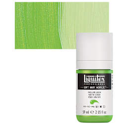 Liquitex Soft Body Artist Acrylis - Vivid Lime Green, 59 ml bottle and swatch