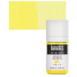 Liquitex Soft Body Artist Acrylic - Yellow Light Hansa, 59 ml bottle and swatch