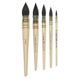 Isabey Original Siberian Blue Squirrel Quill Mop - assorted size brushes shown