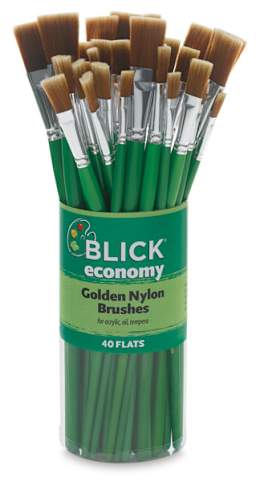 Blick Economy Golden Taklon Brush Set - Flats, Set of 40