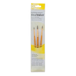Princeton Real Value Brush Set - 9100, Synthetic Pony Round, Short Handle, Set of 3