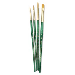 Princeton Real Value Brush Set - 9115, Golden Taklon, Short Handle, Set of 4