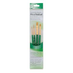 Princeton Real Value Brush Set - 9116, Golden Taklon, Short Handle, Set of 4