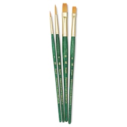 Princeton Real Value Brush Set - 9116, Golden Taklon, Short Handle, Set of 4