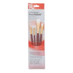 Princeton Real Value Brush Set - 9120, White Taklon, Short Handle, Set of 4 back of package