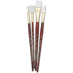 Princeton Real Value Brush Set - 9120, White Taklon, Short Handle, Set of 4