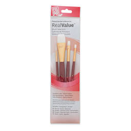 Princeton Real Value Brush Set - 9125, White Taklon, Short Handle, Set of 4 front of package